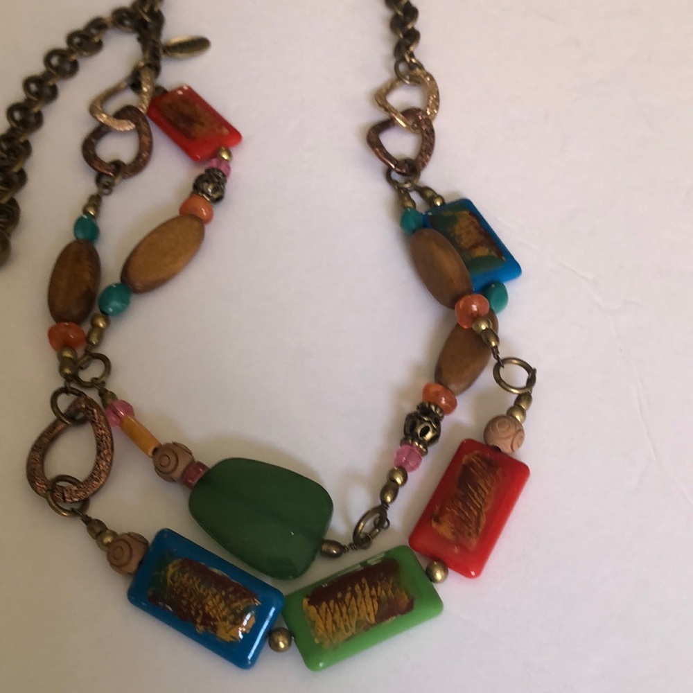 Vintage boho chicos bead and chain belt